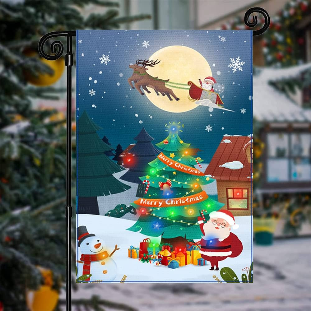 Christmas Garden Flag, Pudazvi LED Lighted Vertical Double Sided Burlap Happy Christmas Yard Flag... | Amazon (US)