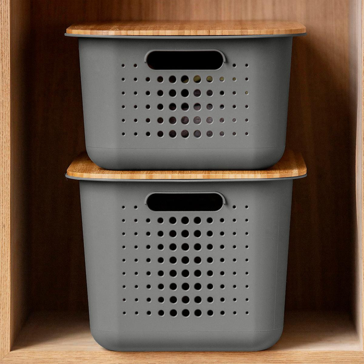 Light Grey Nordic Storage Baskets with Handles | The Container Store