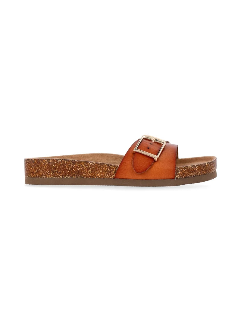 Time and Tru Women's One Buckle Footbed Slide Sandals | Walmart (US)