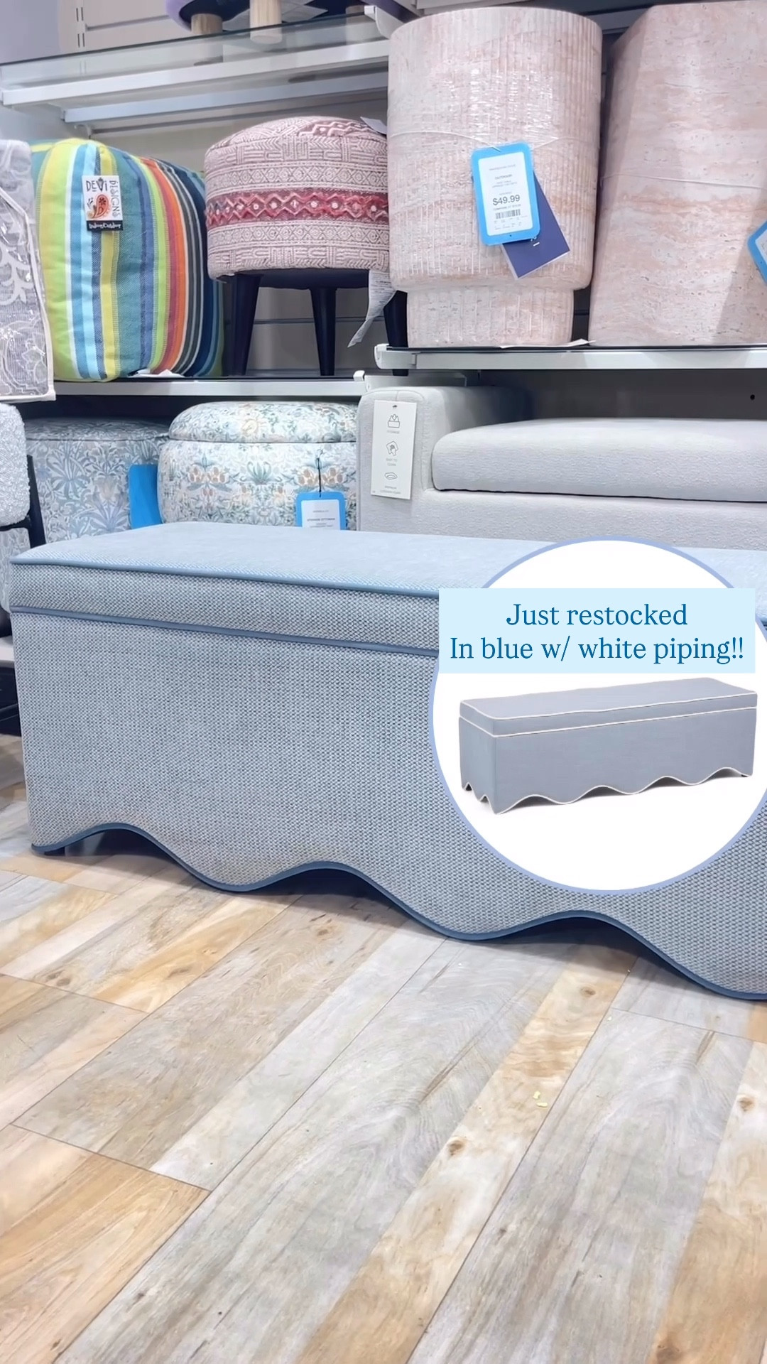 🚨RESTOCK ALERT!!🚨 this best selling blue scalloped storage bench is back online!! So gorgeous in person, and it looks like a custom piece but without the high price!! 🙌🏻 Always sells out fast so if you missed it, don’t wait to check out!!

#LTKHome #LTKSaleAlert