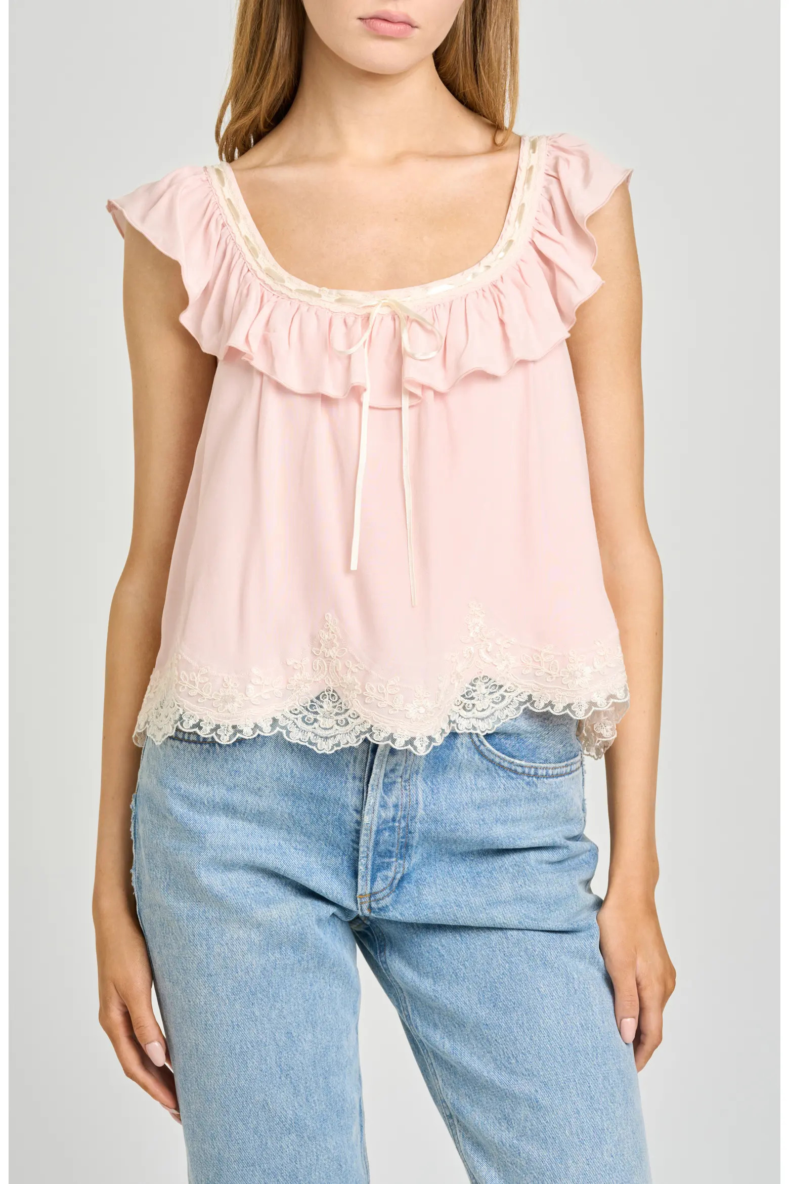 Wendy Lace Trim Ruffle Collar Top (Women) | Nordstrom | Nordstrom