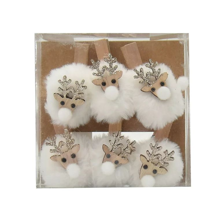 Holiday Time White Mini Deer Ornament Clips, 6 Count | Walmart (US)