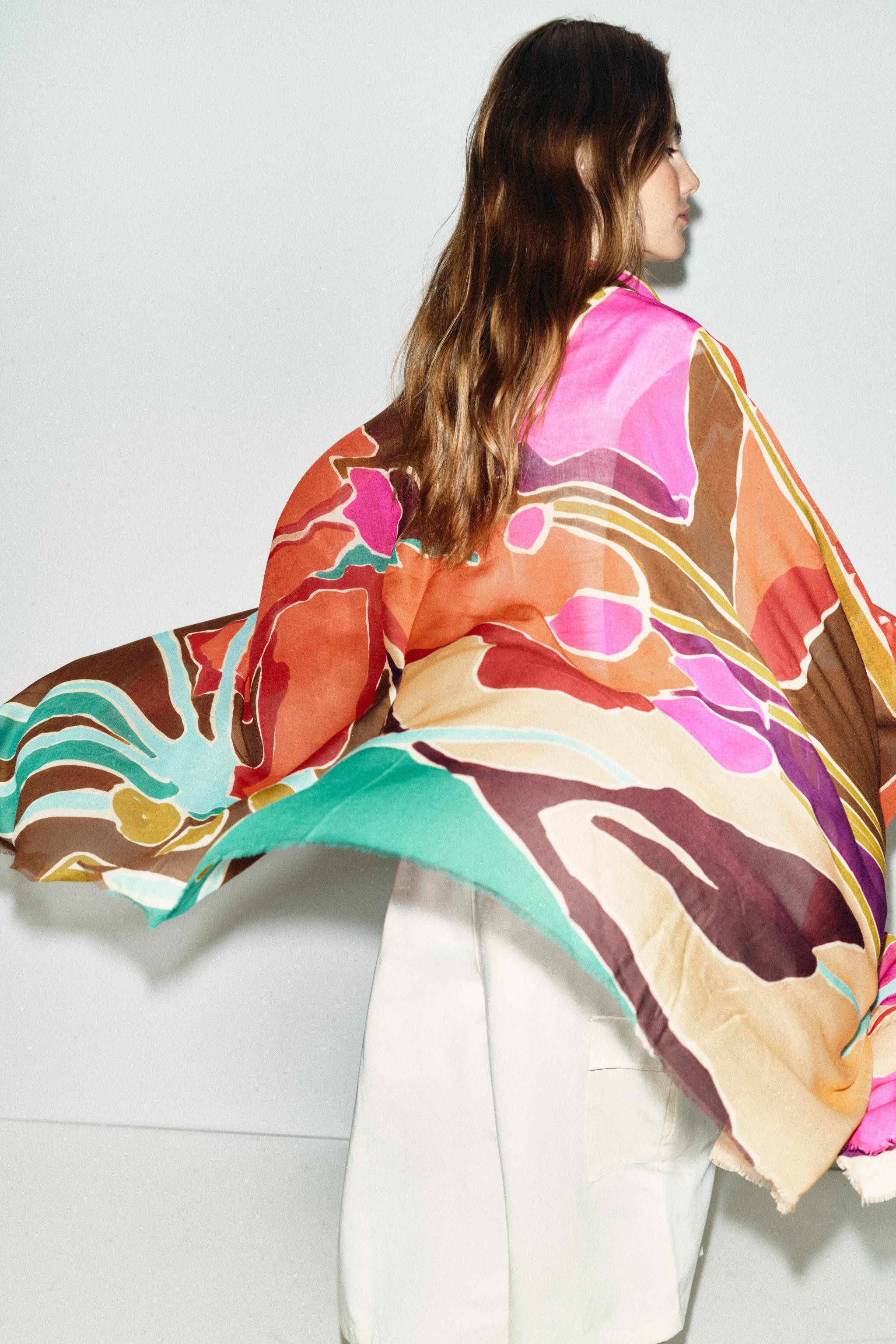 MODAL SILK PRINT SCARF | Zara US