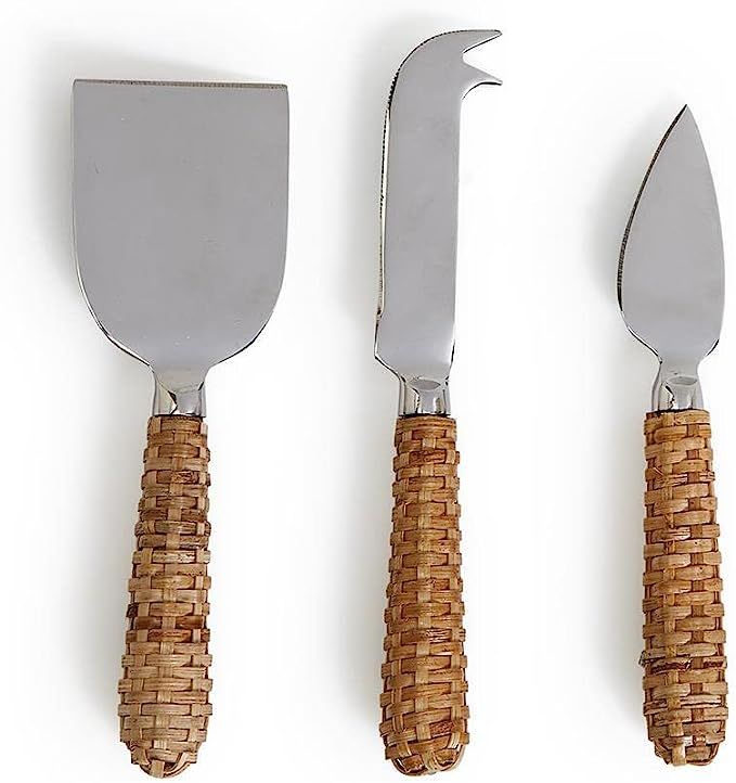 Two's Company Wicker Weave Set of 3 Cheese Knives in Gift Box | Amazon (US)