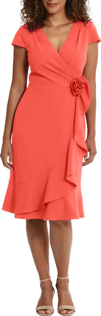 Rosette Faux Wrap Flounce Dress | Nordstrom Rack