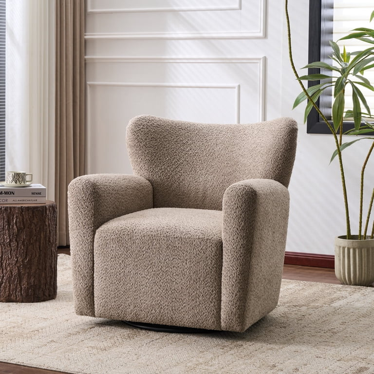 Christopher Knight Home 360 Swivel Wingback Accent Chair with Metal Base, Camel | Walmart (US)