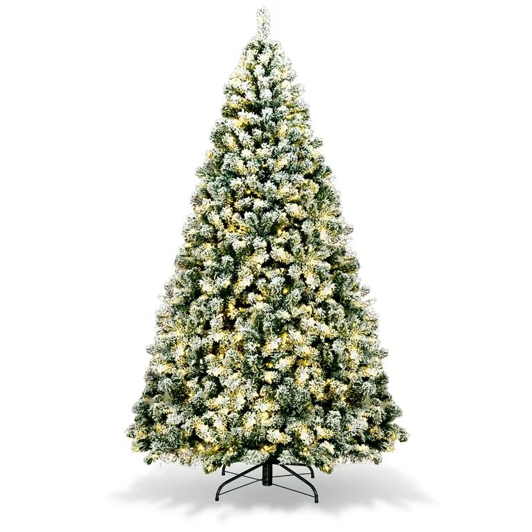Costway 7.5Ft Pre-Lit Premium Snow Flocked Hinged Artificial Christmas Tree w/550 Lights - Walmar... | Walmart (US)
