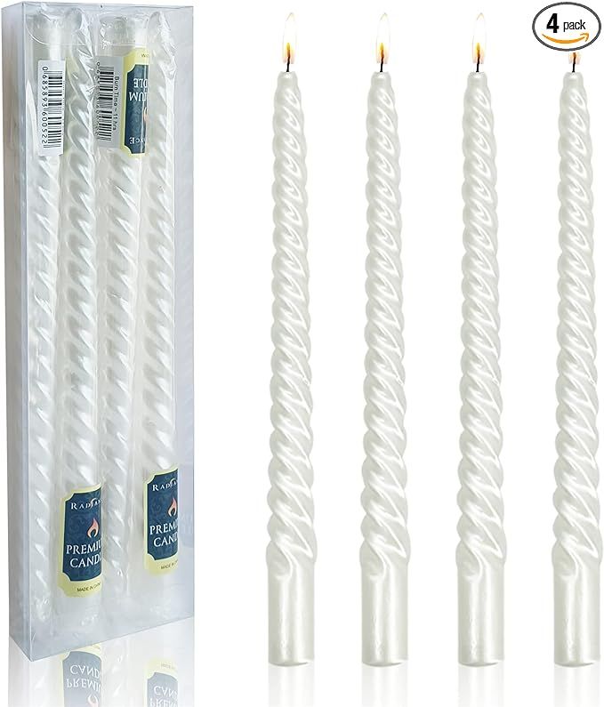 White Tapered Candle Twist Candlestick,Gedengni 10INCH Spiral Taper Candles Long Twisted Candle S... | Amazon (US)