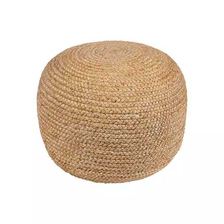 Brown Natural Jute Round Woven Pouf | Kirkland's Home