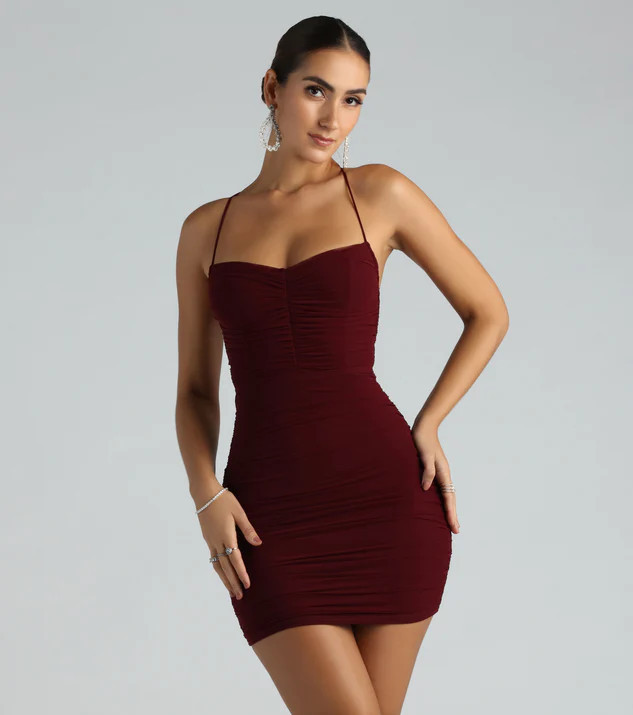 Mood Forever Mesh Lace-Up Mini Dress | Windsor Stores