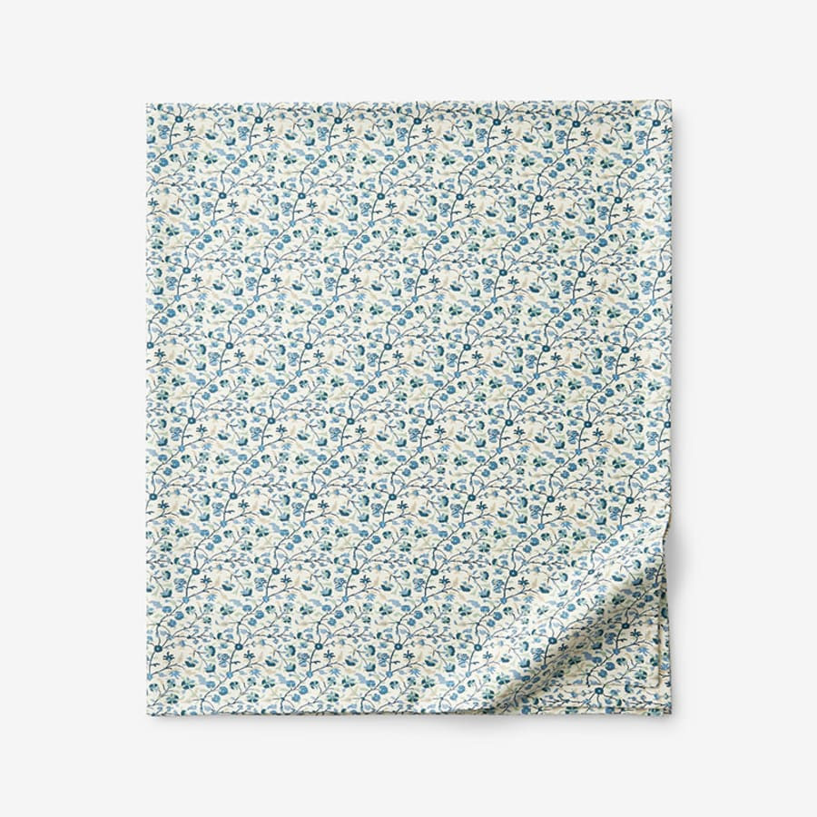 Ajmer Premium Smooth Sateen Flat Bed Sheet - Blue Multi, Twin/Twin XL | The Company Store