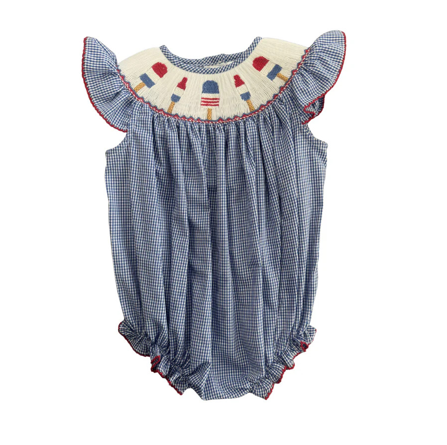 Lulu Bebe Patriotic Popsicles Smocked Bubble | JoJo Mommy