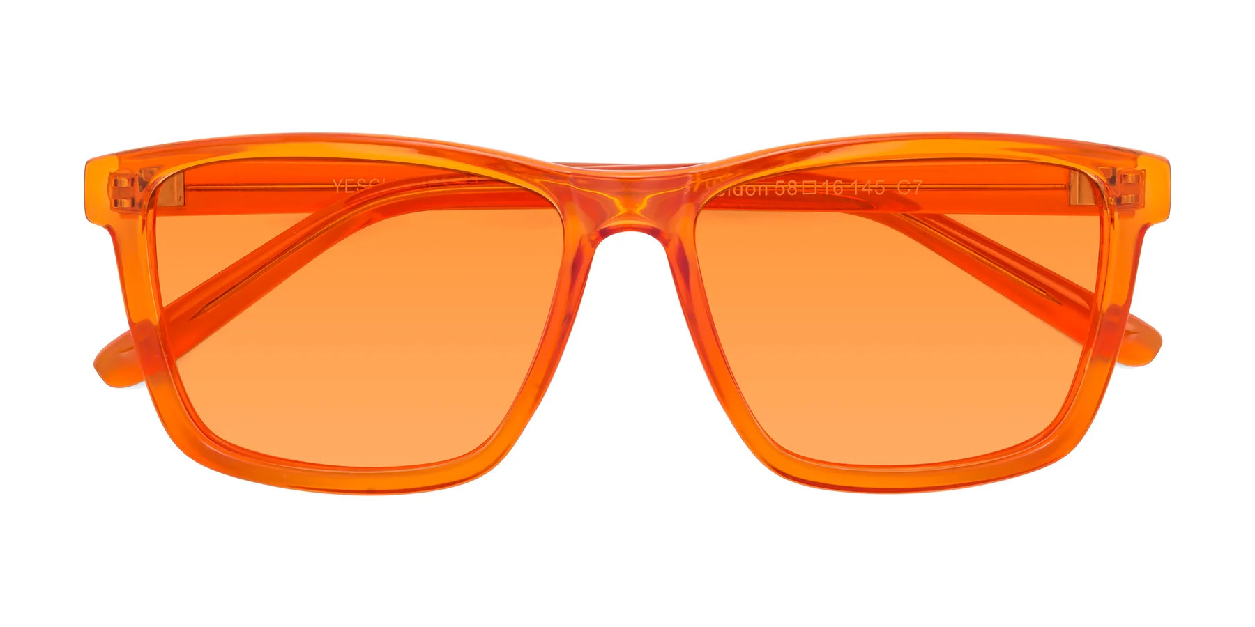 Orange Oversized Grandpa Square Tinted Sunglasses with Orange Sunwear Lenses | Yesglasses