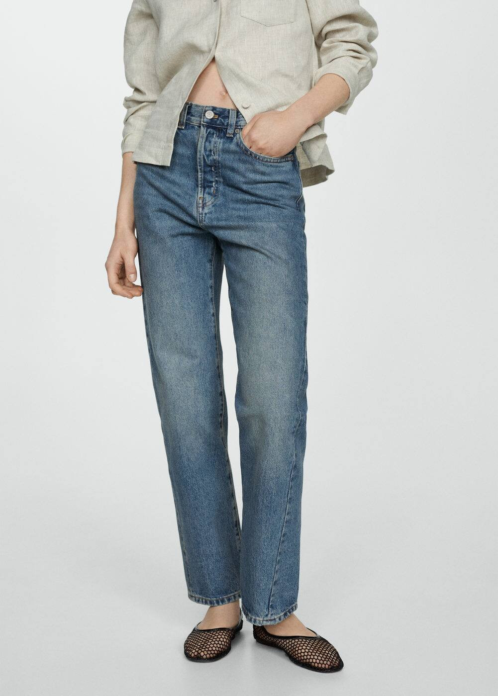 Straight jeans with forward seams | MANGO (US)