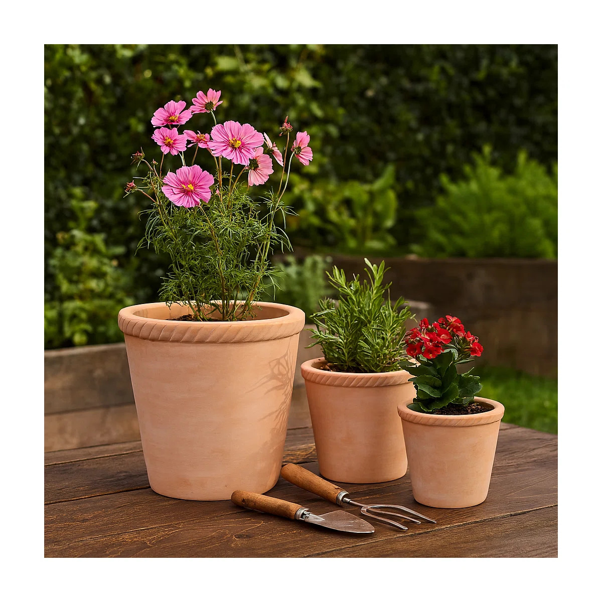 Handcrafted Pottery Clay Planter Set Of 3 - Modern Decorative Versatile Design (Set of 3) | Wayfair North America