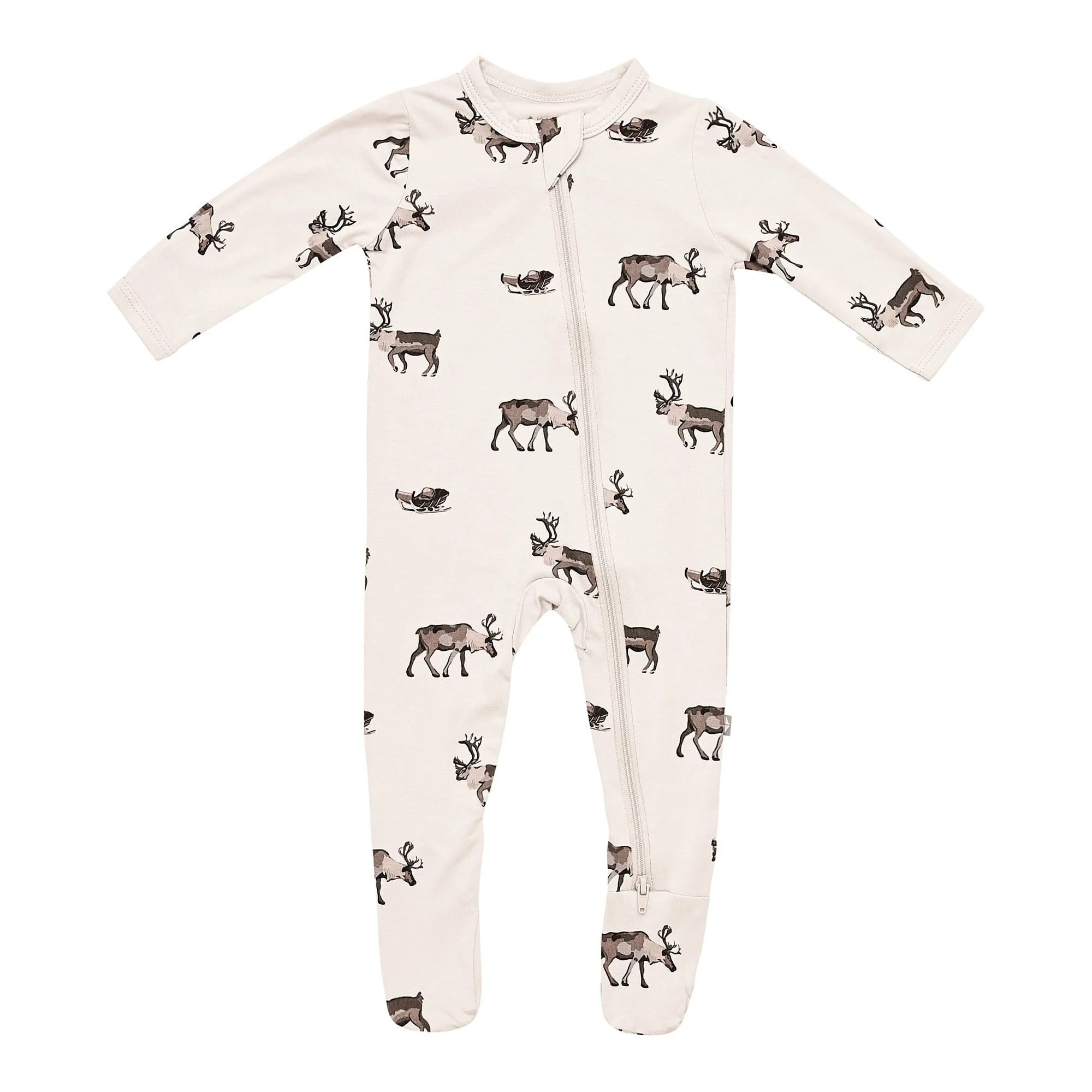 Printed Zippered Footie in Reindeer | Kyte BABY