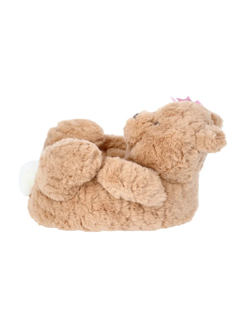 Wonder Nation Toddler Girls and Big Girls Plush Teddy Bear Slippers - Walmart.com | Walmart (US)