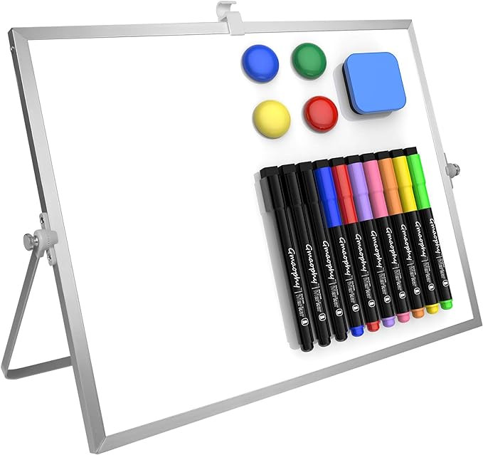 GMAOPHY Dry Erase White Board, 16inX12in Large Magnetic Desktop Whiteboard with Stand, 10 Markers... | Amazon (US)