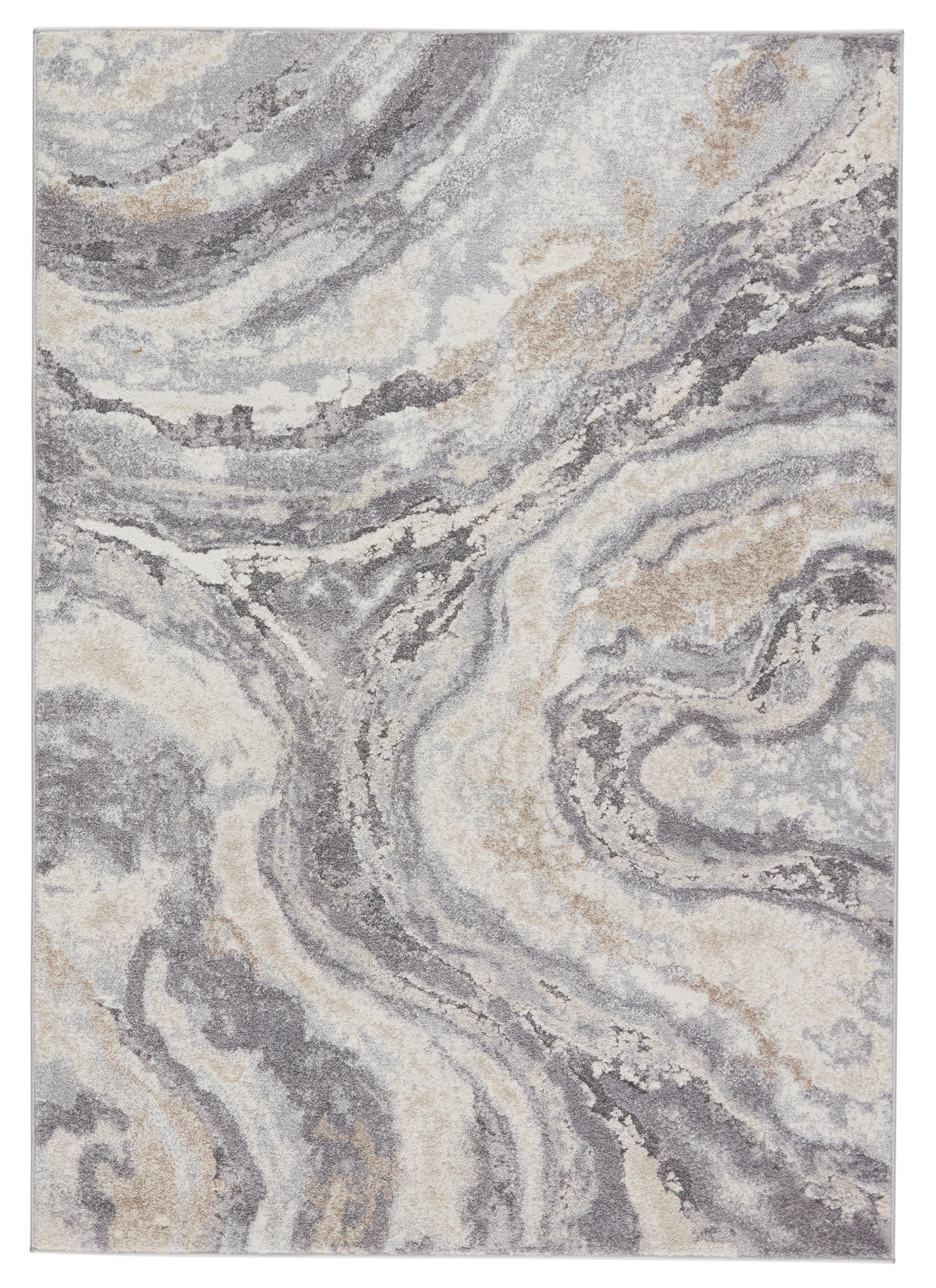 Origin 21 Grey Geode 5 x 7 (ft) Loomed Polypropylene gray, cream, and hints of beige Rectangular Indoor Abstract Global Spot Clean Only Pet Friendly | Lowe's