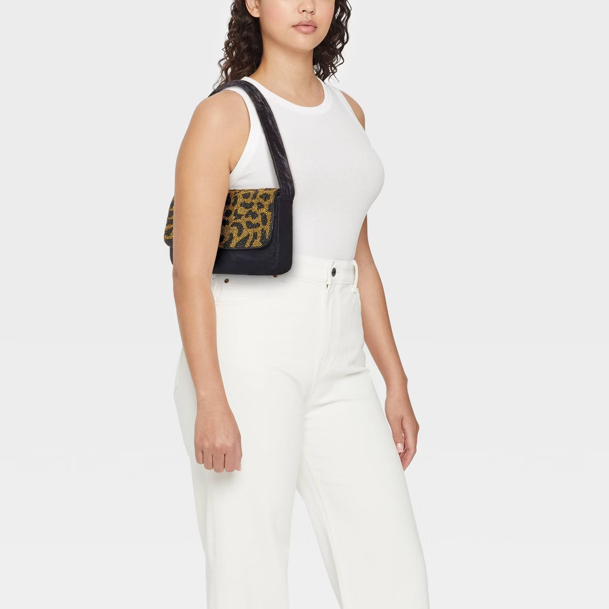 Embellished Leopard Print Flap Shoulder Bag - A New Day™ Black/Brown | Target