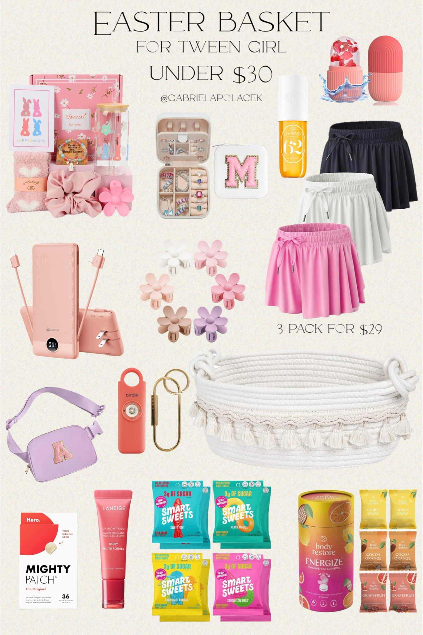 Easter basket for tween girls 

Mighty Patch™ Original patch from Hero Cosmetics | She’s Birdie–The Original Personal Safety Alarm | SmartSweets Variety Pack | Body Restore Shower Steamers Aromatherapy | 3 Pack Girls Flowy Shorts with Spandex Liner 2-in-1 Youth Butterfly Skirts for Fitness, Running | Flower Hair Clips 6 PCS Flower Claw Clips Daisy Clips | VEGER Portable Charger | Belt Bag Fanny Pack Crossbody Bags with Initial Letter Patch | Jewelry Organizer Box | LANEIGE Lip Glowy Balm | Sol de Janeiro Hair & Body Perfume Mist


Amazon find | Easter basket | Easter basket stuffer | #gabrielapolacek 

#LTKGiftGuide #LTKFindsUnder50 #LTKSeasonal #LTKBeauty #LTKParties