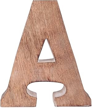eTroves Wooden Letter A – Standing Wooden Alphabet Block for Wall Decor, 8 Inch, White Washed | Amazon (US)