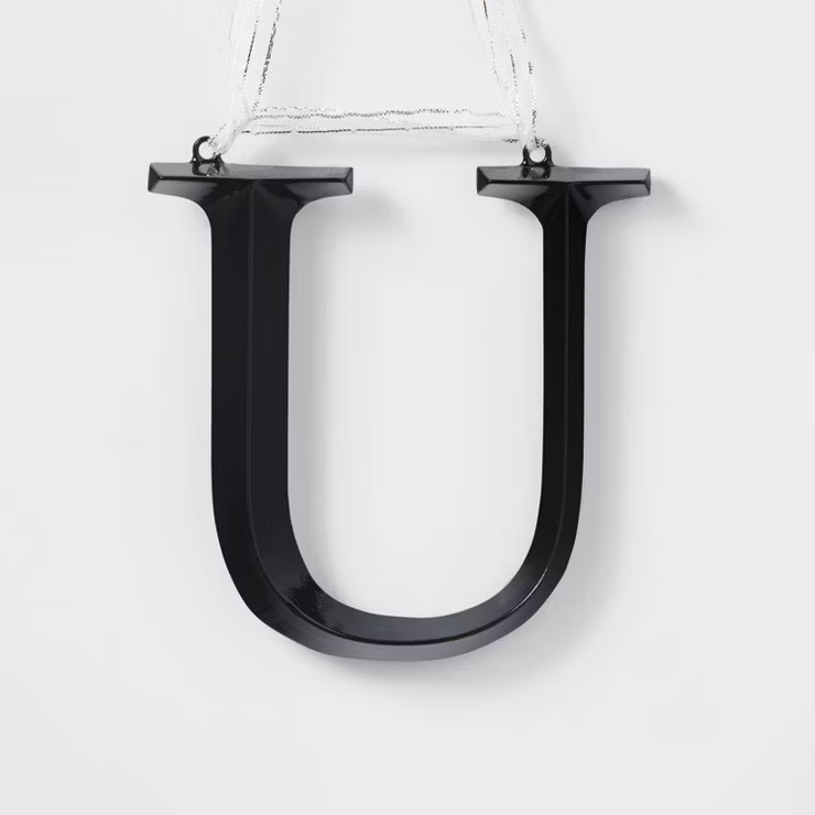 Metal Monogram Christmas Tree Ornament Black Letter - Wondershop™ | Target