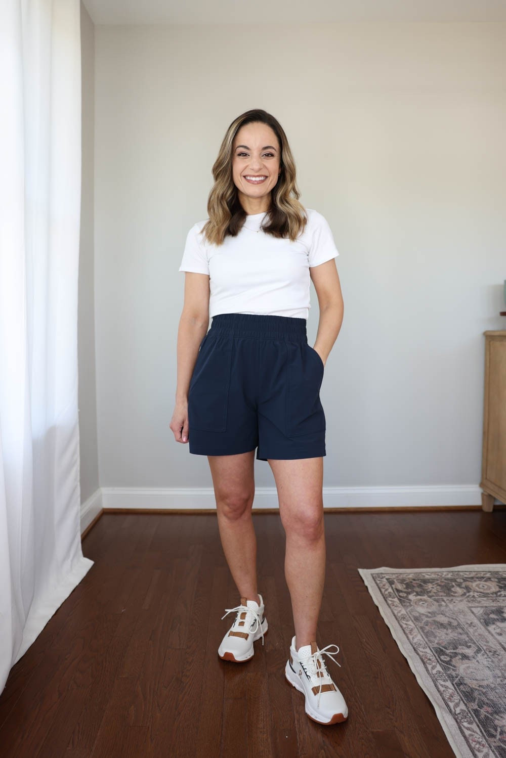 If you like 5” shorts (which can be a little hard to find in active shorts) this pair from Athleta is great. On sale today too! I wear these in xxs.
