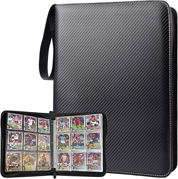 Portable 9-Pocket Trading Card Binder, Holds 1080 Cards with 60 Removable Double-Sided Sleeves, B... | Amazon (US)