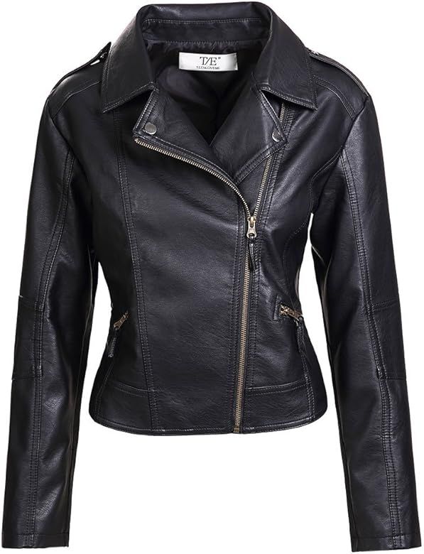 Women Slim Fit Leather Jacket Moto Biker Short Coat Jacket | Amazon (UK)