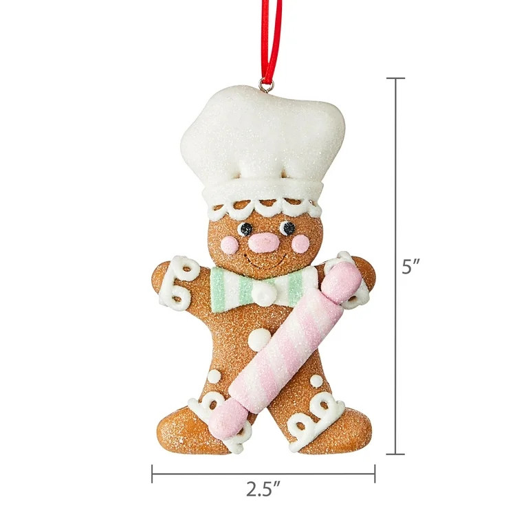 Pink Clay Dough Gingerbread Chef Christmas Ornament, 4.5", by Holiday Time | Walmart (US)