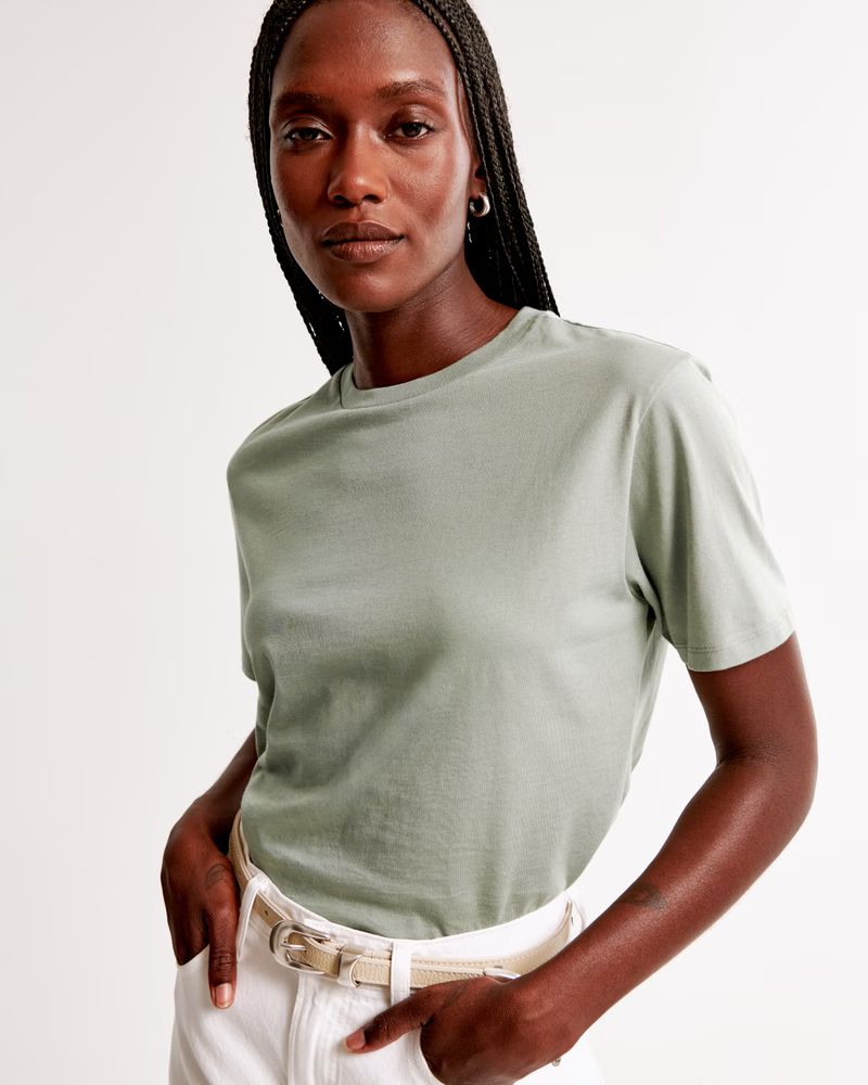 Women's Essential Premium Polished Relaxed Tee | Women's 25% Off All Tees | Abercrombie.com | Abercrombie & Fitch (US)