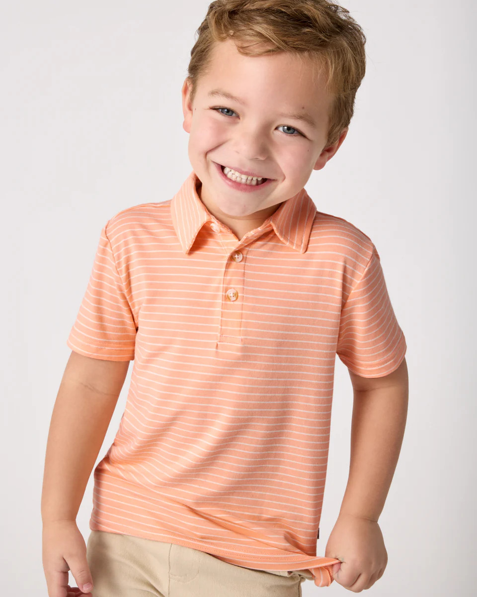 Peachy Keen Stripe Polo Shirt | Little Sleepies