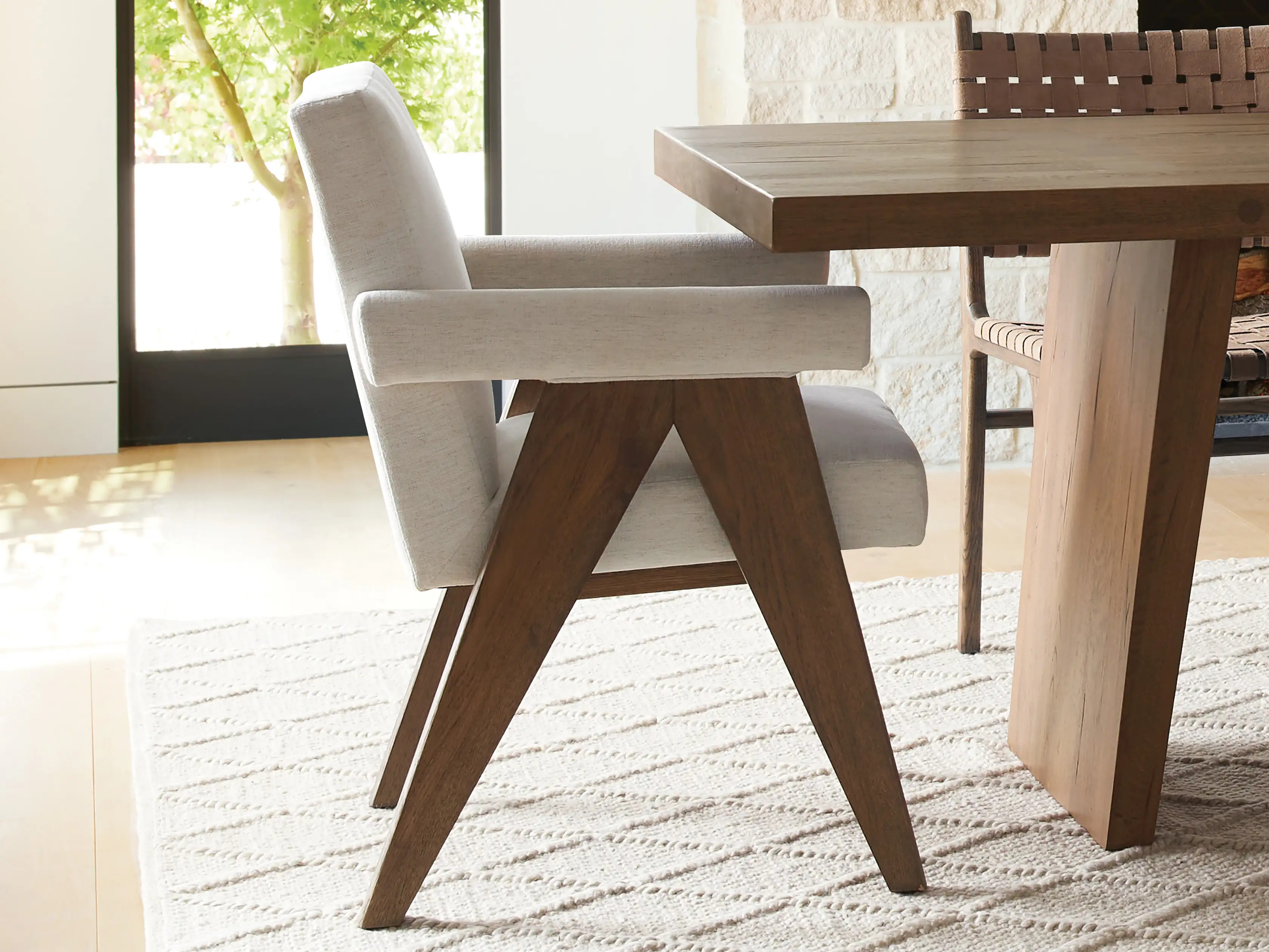 Stanley Dining Arm Chair in Georges Snow | Arhaus