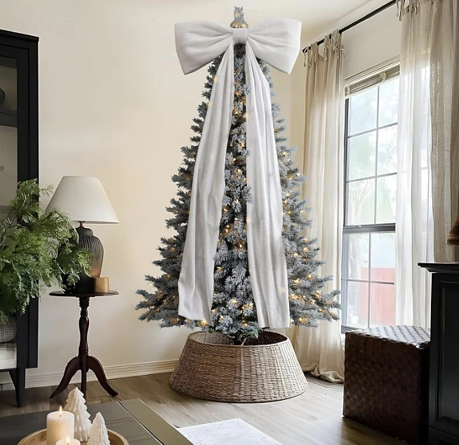 6 Ft Large Bows for Christmas Tree Big Red  White Velvet Bow for Tree Topper Window Wall Mantle -... | Lightinthebox