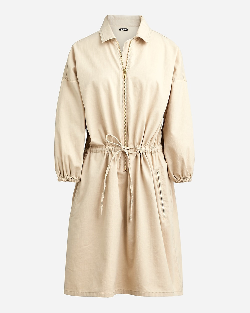 Cinched zip-up dress in drapey cotton | J. Crew US