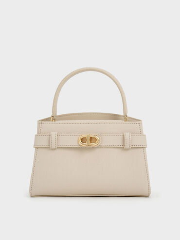 Aubrielle Metallic-Buckle Top Handle Bag
 - Oat | Charles & Keith UK