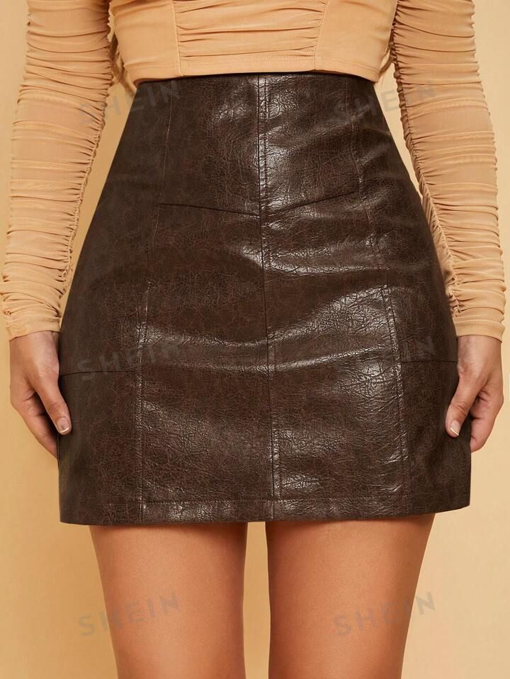 SHEIN SXY High Waist PU Leather Skirt | SHEIN
