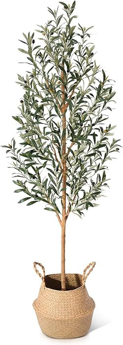 Kazeila 6FT Olive Trees Artificial Indoor, Faux Olive Tree with Natural Wood Trunk, Lifelike Fake... | Amazon (US)