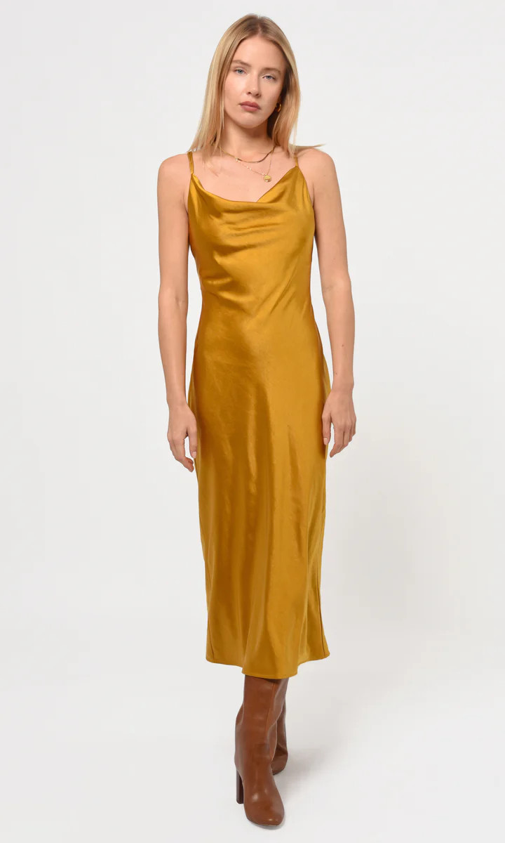 Linda Satin Cowl Neck Slip Maxi | Greylin Collection | Women's Luxury Fashion Clothing 