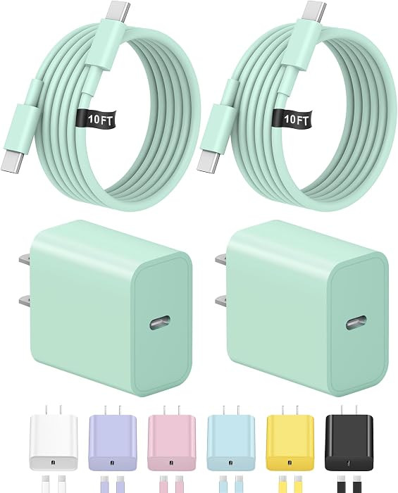 10FT iPhone 17 16 15 Charger Fast Charging USB C Charger Block Type C Chagrer Fast Charging 2-Pac... | Amazon (US)