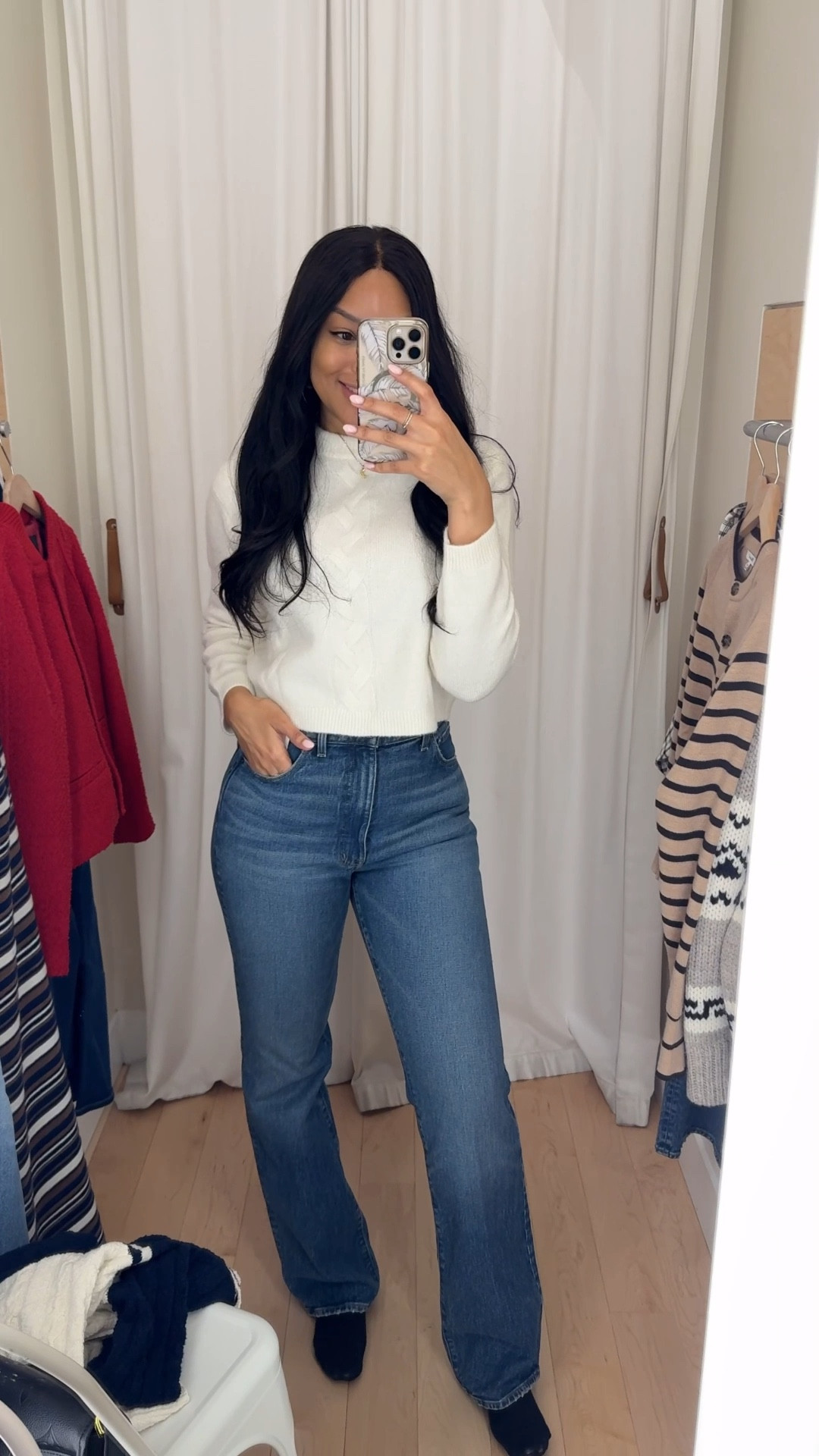 They told me that this Madewell CloudSoft Drop Shoulder Sweater was a bestseller and I could instantly see why!! 😍 

It’s definitely SOFT wool and alpaca blend with the cutest cropped boxy style that doesn’t look too trendy so it’s more of a capsule piece. The cable knit design really topped it off for me! Wearing size XXS here and 27 tall in the Relaxed Bootcut Jeans 🤍 I’m 5’7 for reference!

Winter outfit, winter sweater, wool, white sweater, casual outfit, minimal, neutral, classy

#LTKTall #LTKootd