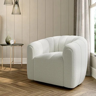 BELLEZE Franco Swivel Accent Barrel Chair with Wide Upholstered - Green | Bed Bath & Beyond