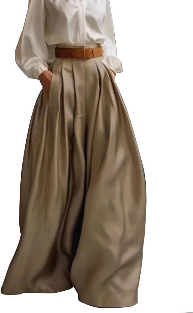 UOOZEE Women's Casual Trendy Wide Leg Long Palazzo Pants Trousers Business Work Office Dress Pant... | Amazon (US)