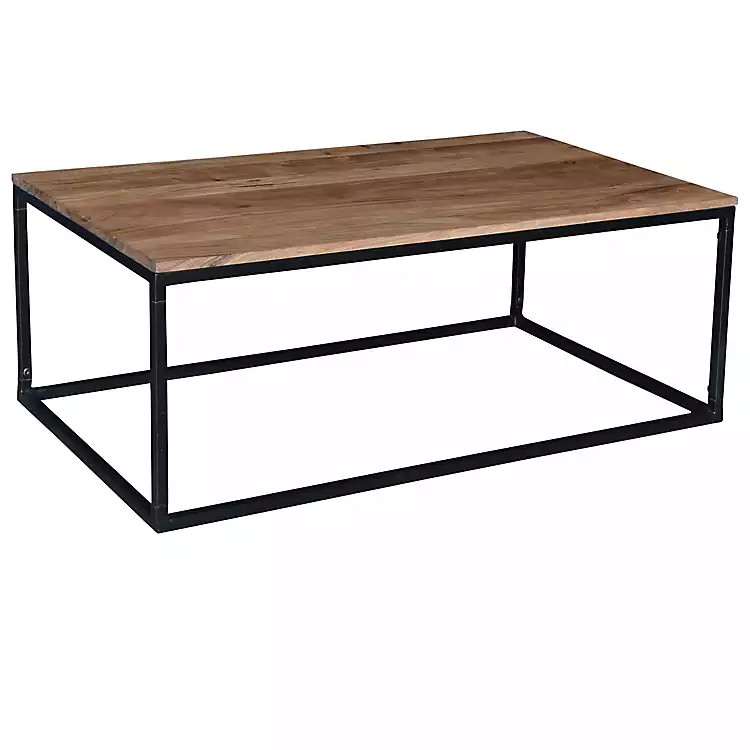 Acacia Wood and Black Iron Coffee Table | Kirkland's Home