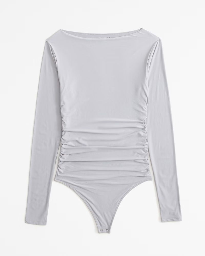 Women's Soft Matte Long-Sleeve Ruched Bodysuit | Women's Clearance | Abercrombie.com | Abercrombie & Fitch (US)