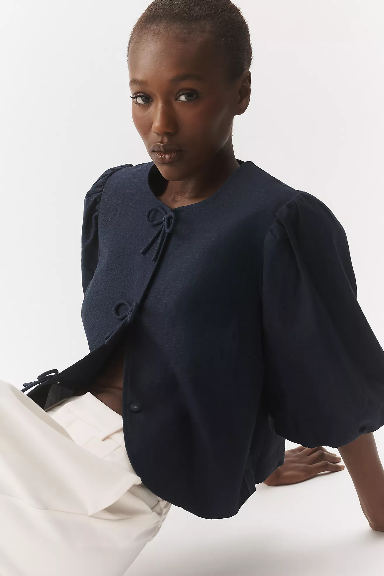 Dolan Left Coast Bow Puff-Sleeve Blazer | Anthropologie (US)