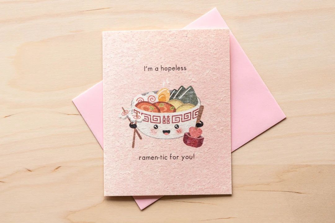Hopeless Ramen-tic | Cute Love Card, Punny Card, Japanese Food | Etsy (CAD)