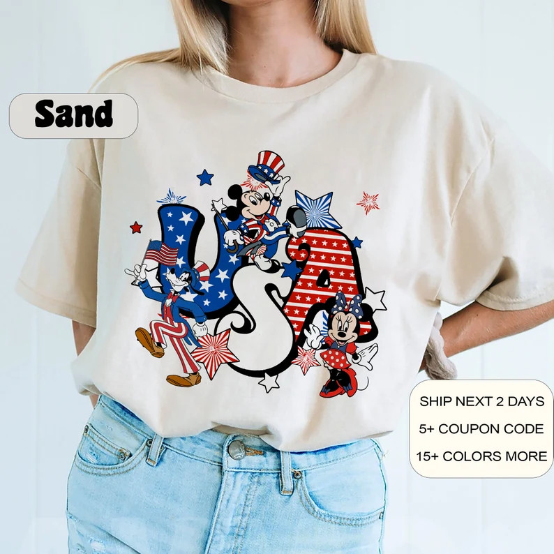 Retro USA Mickey 4th Of July Shirt, Vintage USA Flag, Independence Day Shirt, Disney Vacation Shi... | Etsy (US)