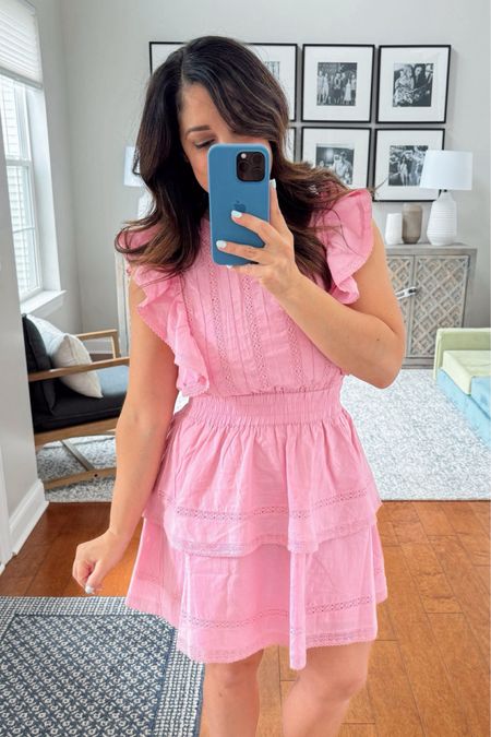 SALE ALERT 🚨 This spring dress I shared a couple of weeks ago is ON SALE for 40% off!!! 🎉 There are two color options discounted - this pink dress and then a pretty yellow neon dress hue. I wore this to my niece’s rehearsal dinner last weekend and got so many compliments. It’s flattering, well made, modest, and just so chic. I’m wearing a small, but if you’re between sizes size up. This is a cotton dress, and it doesn’t have any give other than the banding around the waist. 

Wedding guest dress, Loveshackfancy look for less, short dresses, petite style, mom outfits 

#LTKSeasonal #LTKfindsunder100 #LTKsalealert